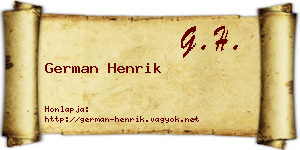German Henrik névjegykártya